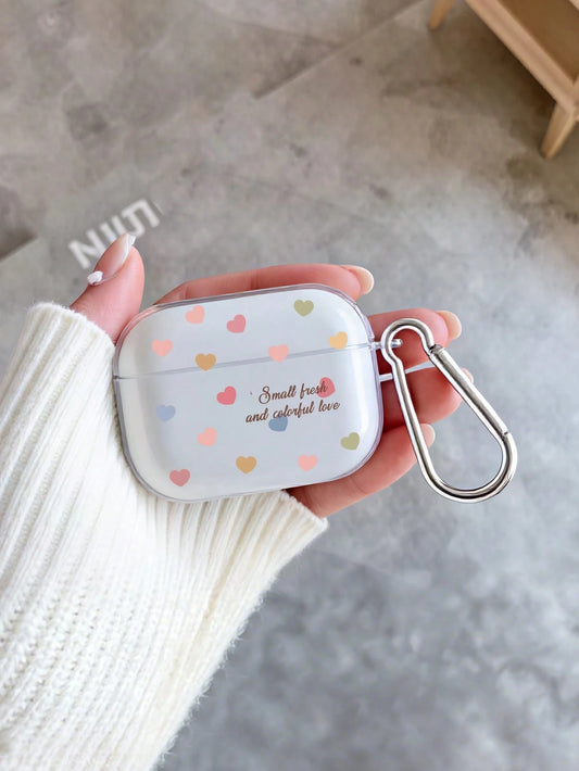 Colorful Love ForAirPods Earphone Cover 1 2 3 4 Pro 2 Pro 3 With Mountaineering Chain Keychain Soft TPU Shockproof Protective Cover