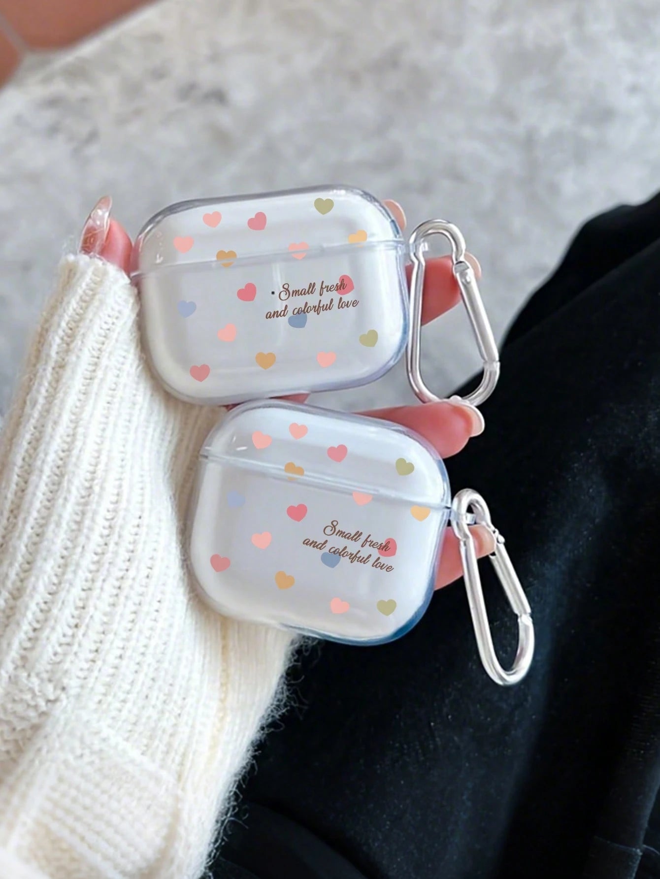 Colorful Love ForAirPods Earphone Cover 1 2 3 4 Pro 2 Pro 3 With Mountaineering Chain Keychain Soft TPU Shockproof Protective Cover