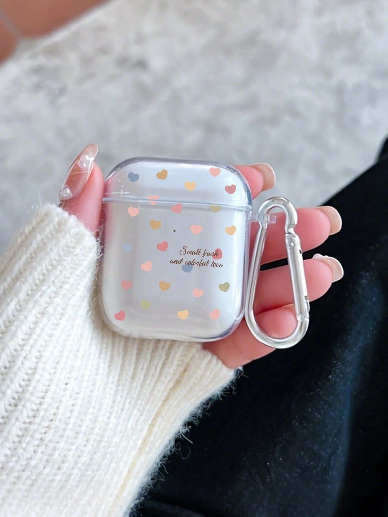 Colorful Love ForAirPods Earphone Cover 1 2 3 4 Pro 2 Pro 3 With Mountaineering Chain Keychain Soft TPU Shockproof Protective Cover