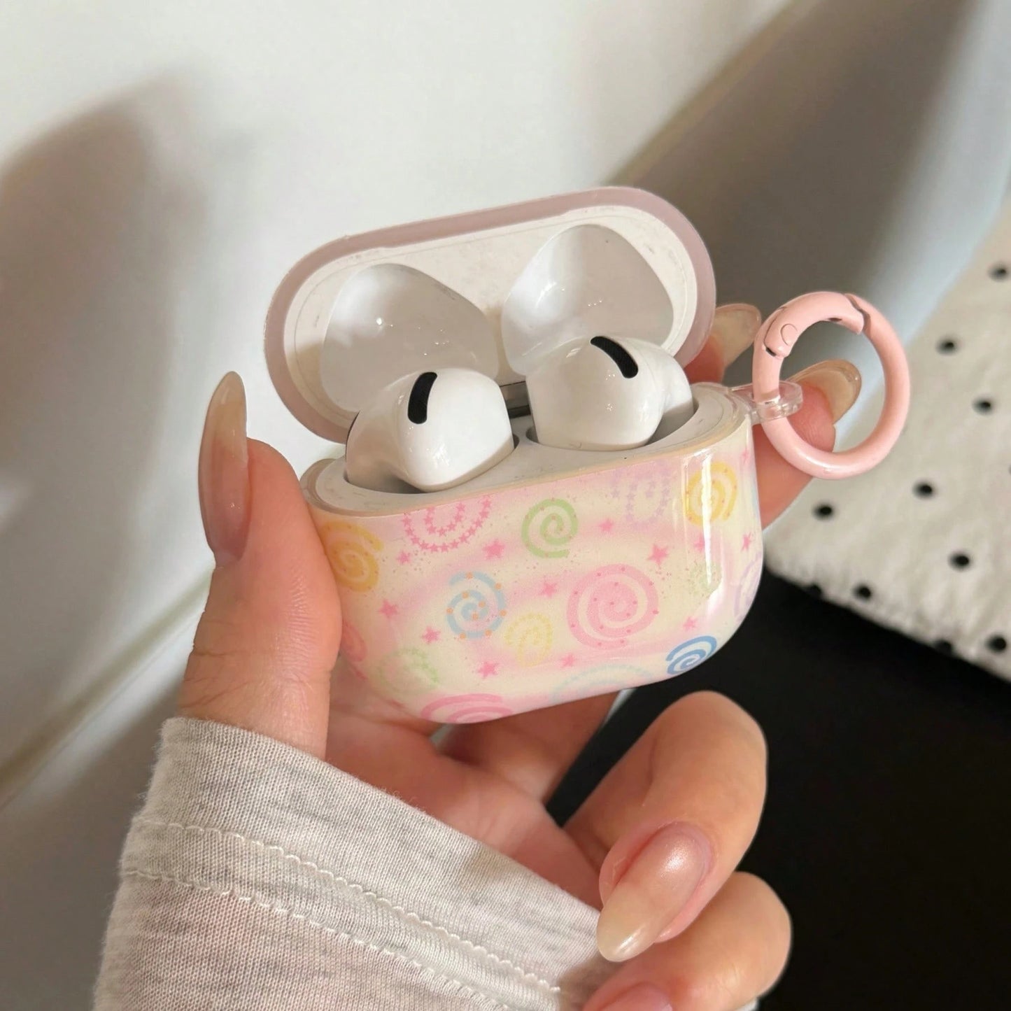 Colorful Striped Circle With Hanging Ring Earphone Case Compatible With AirPods Pro 3 Protective Cover Pro 2 Cute Apple 4 Minimalist 3 New 1/2 Generation Girls Earphone Case Protective Cover