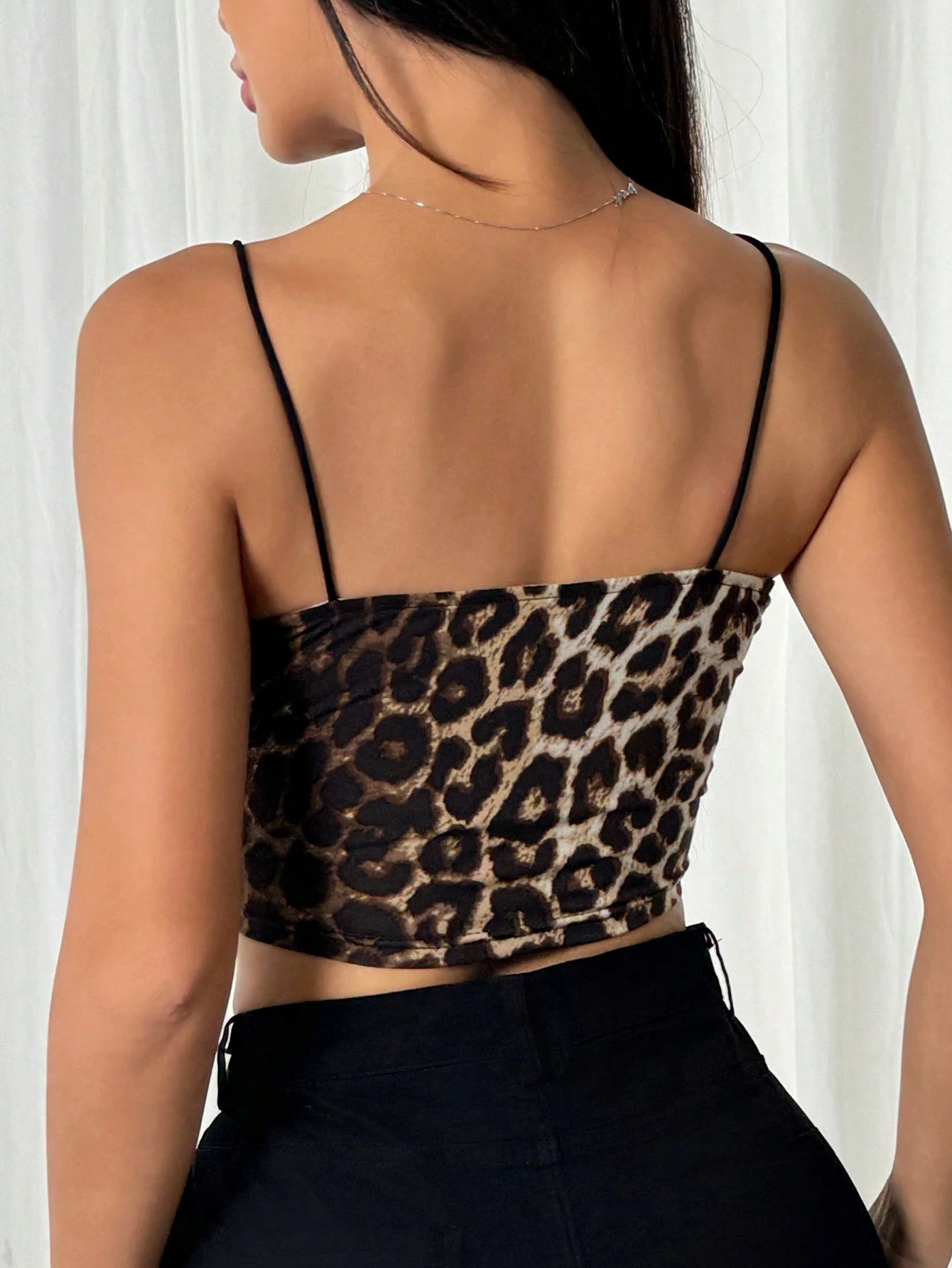 Comfortcana Leopard Print Padded Cami Tank Top, Cropped & Fitted