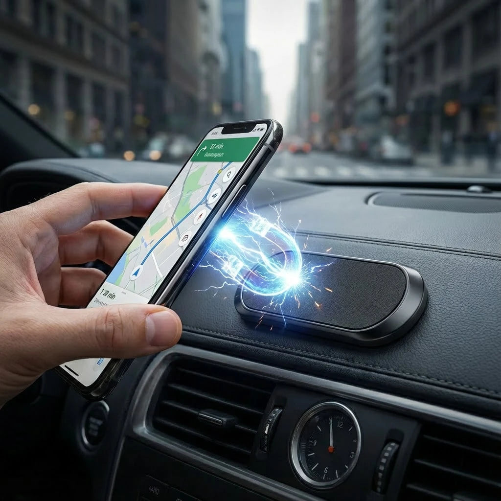 Compact Magnetic Phone Holder, Strong Magnetic Adsorption Auto-Alignment, Foldable Design Portable, Suitable For Car, Desk, Bedside, Won't Damage Phone, Easy Installation