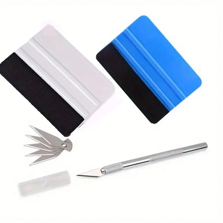 Complete Window Tint & Film Installation Kit With Felt Squeegee, Carving Knife, Spray Bottle, Professional Application Kit For Car, Glass, Vinyl Wrap, Wallpaper, Sticker, Includes Protective Gear & Ea