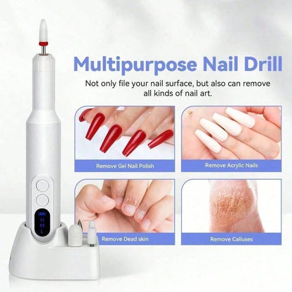 Cordless Rechargeable Nail Drill Set, Multi-Purpose Manicure Pedicure Equipment, Durable Nail File For Daily Nail Care, Home Salon Use, Birthday Gift For Nail Lovers