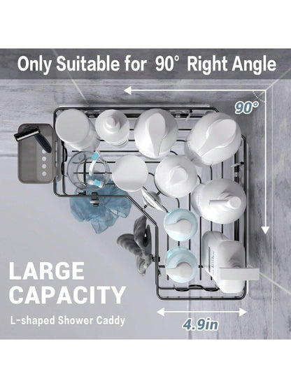 Corner Shower Caddy Adhesive, 2 Packs Shower Organizer With 2 PackSoap Holder And 12 Hooks, Rustproof Corner Shower Shelves, No Drilling Shower Shelf For Inside Shower Back To School
