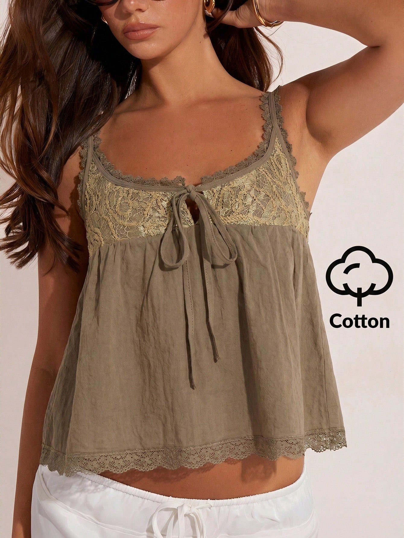 COSMINA Women's Elegant Lace Patchwork Camisole Top For Summer Vacation Summer Top