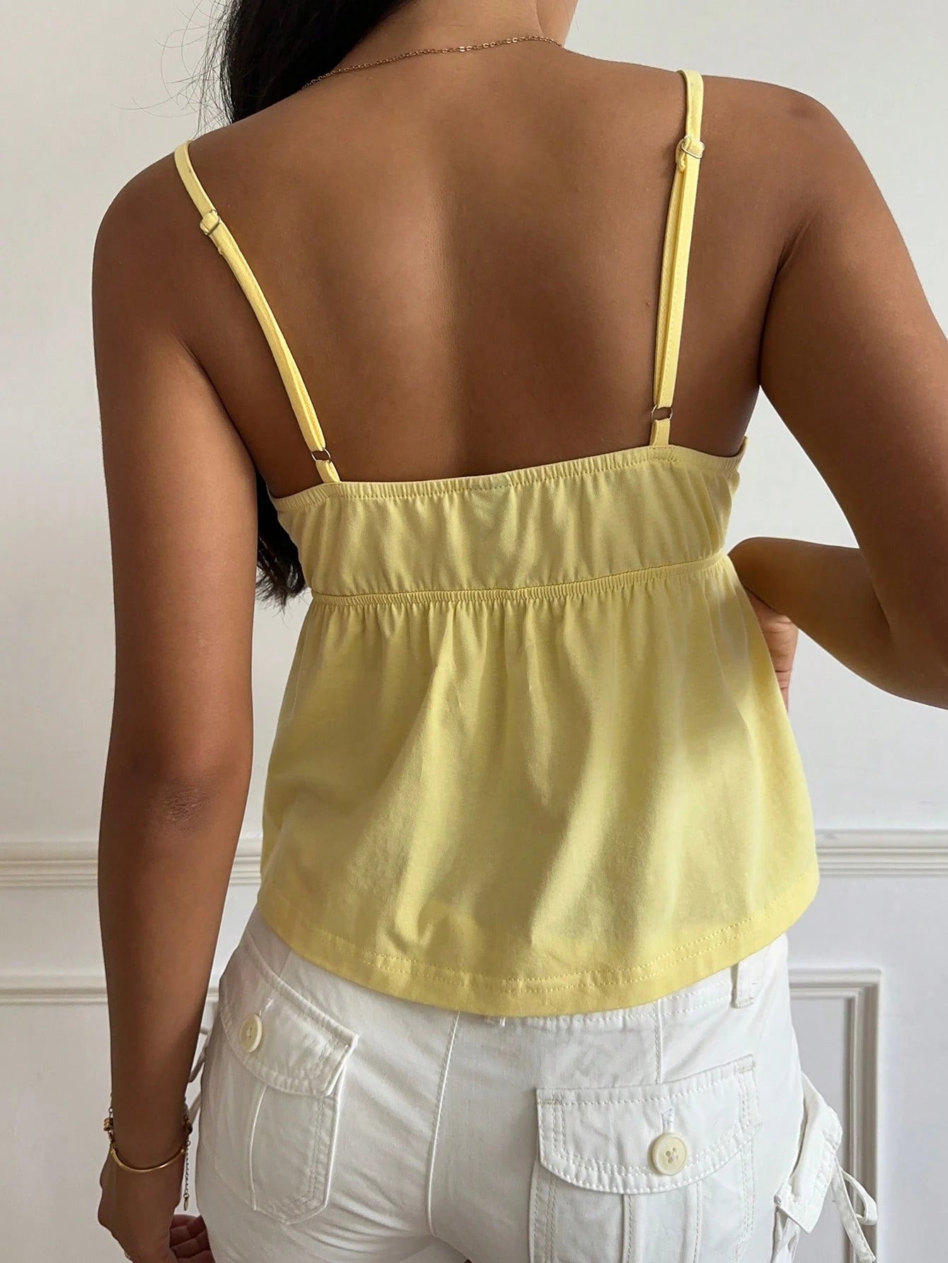 CovetEZ Yellow Casual Lace Camisole For Women