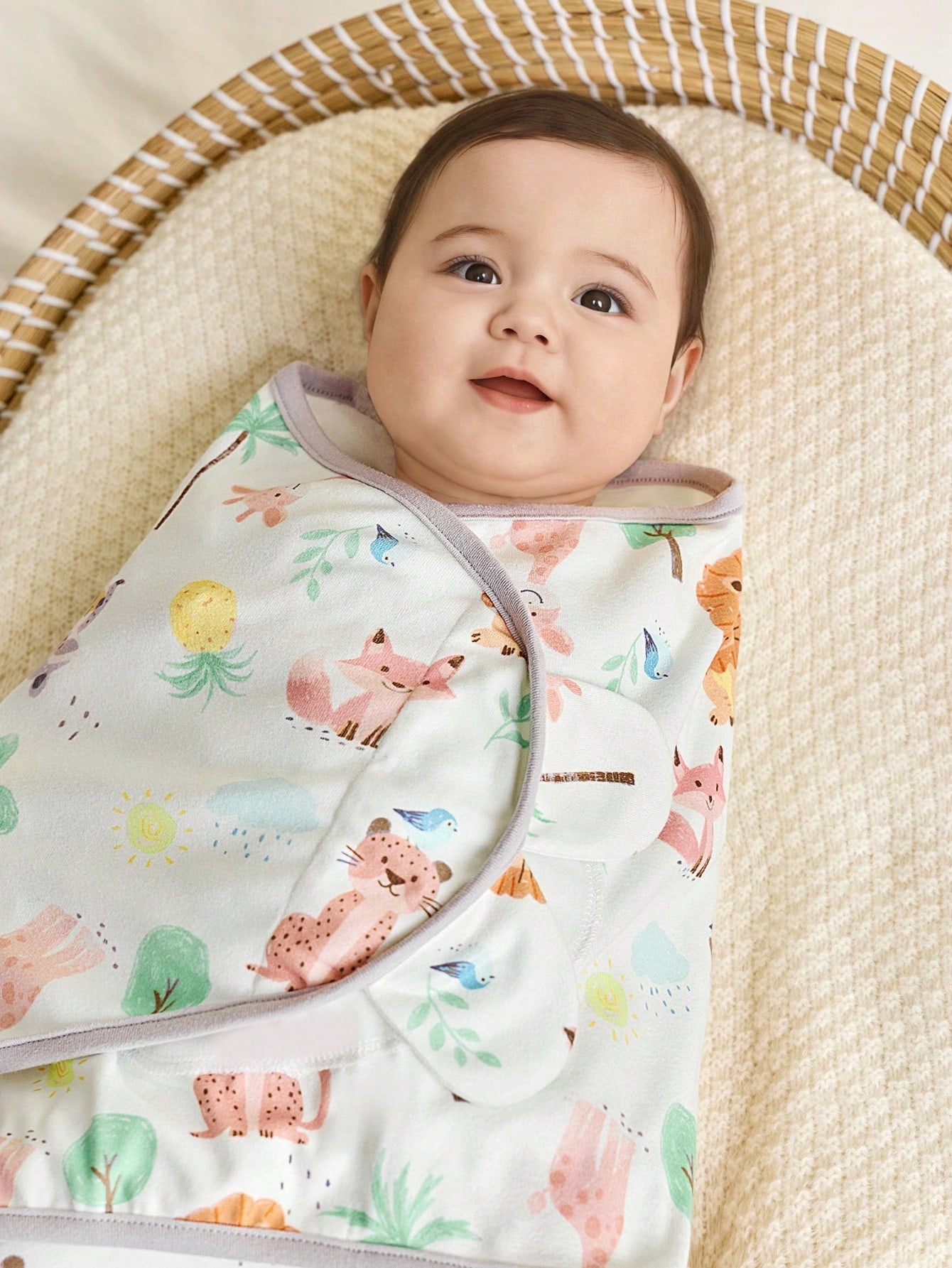 Cozy Pixies 3pcs/Set Soft Polka Dot Animal Print Swaddle Blanket Gift Box Set For Newborn