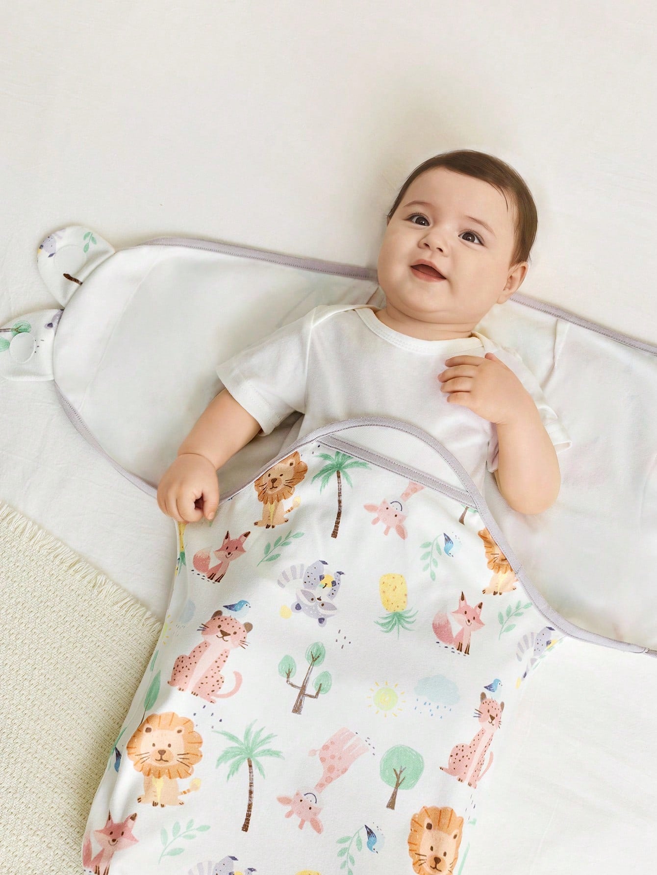 Cozy Pixies 3pcs/Set Soft Polka Dot Animal Print Swaddle Blanket Gift Box Set For Newborn