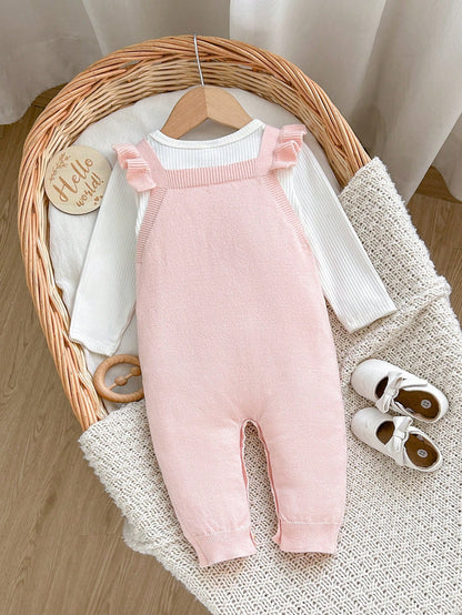 Cozy Pixies Baby Baby Girl Newborn Girl Romper, Knitted Jumpsuit, Long Autumn Winter Pants, Embroidered Craft, Rabbit Floral Pattern