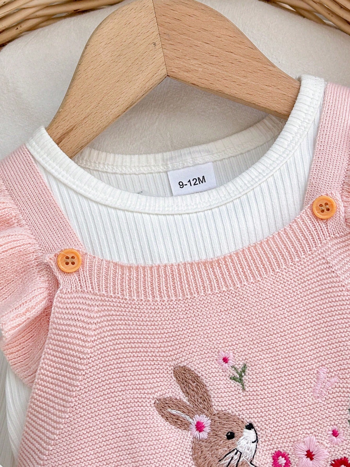 Cozy Pixies Baby Baby Girl Newborn Girl Romper, Knitted Jumpsuit, Long Autumn Winter Pants, Embroidered Craft, Rabbit Floral Pattern