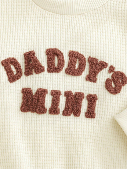 Cozy Pixies Newborn Cute Outfit, Letter Embroidery "DADDY'S MINI", Casual Everyday Wear, Autumn/Winter