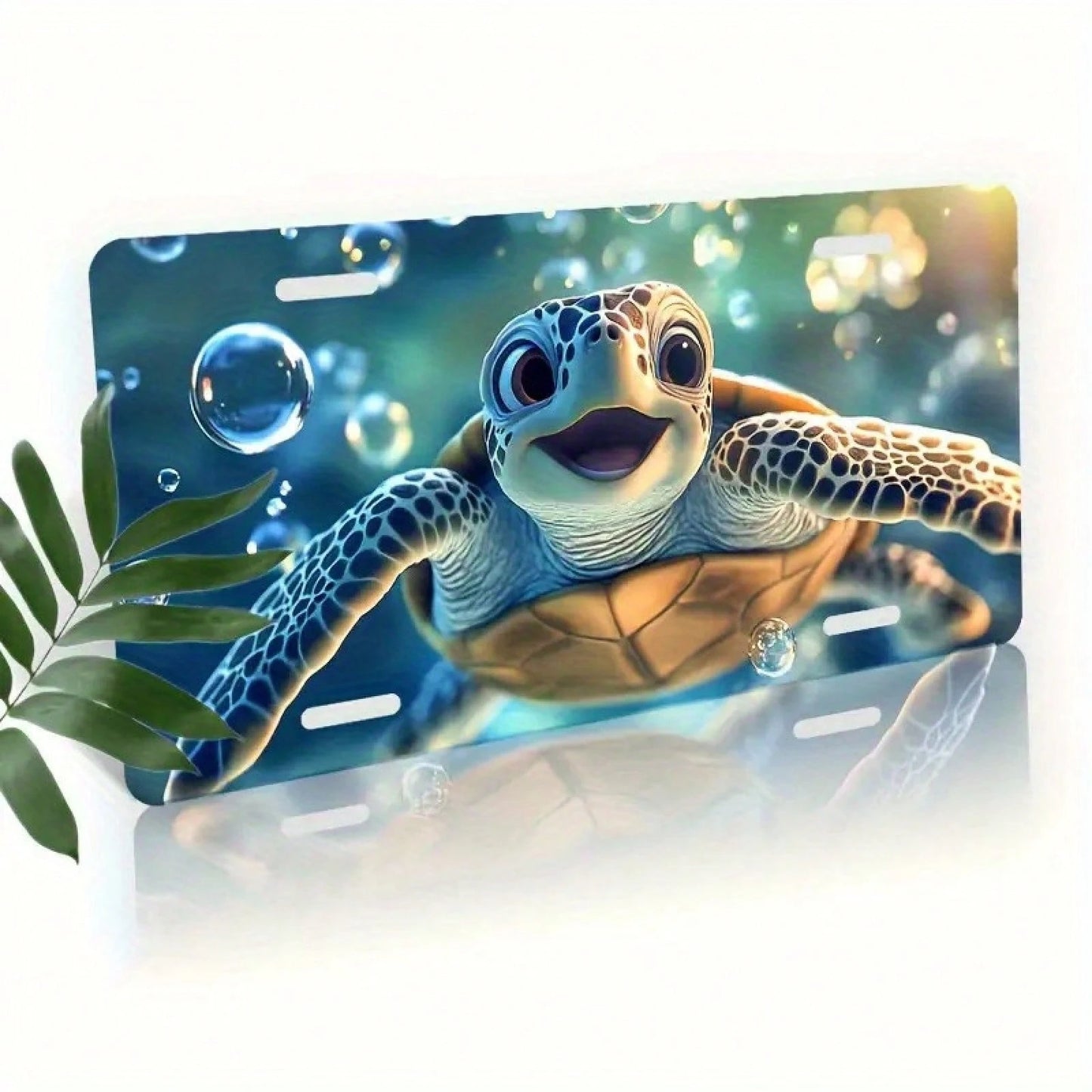 CP License Plate Frame And Decorative Happy Turtle Pattern, Waterproof Aluminum Front License Plate Cover And Frame, Suitable For Men And Women, Size 12inch X 6inch