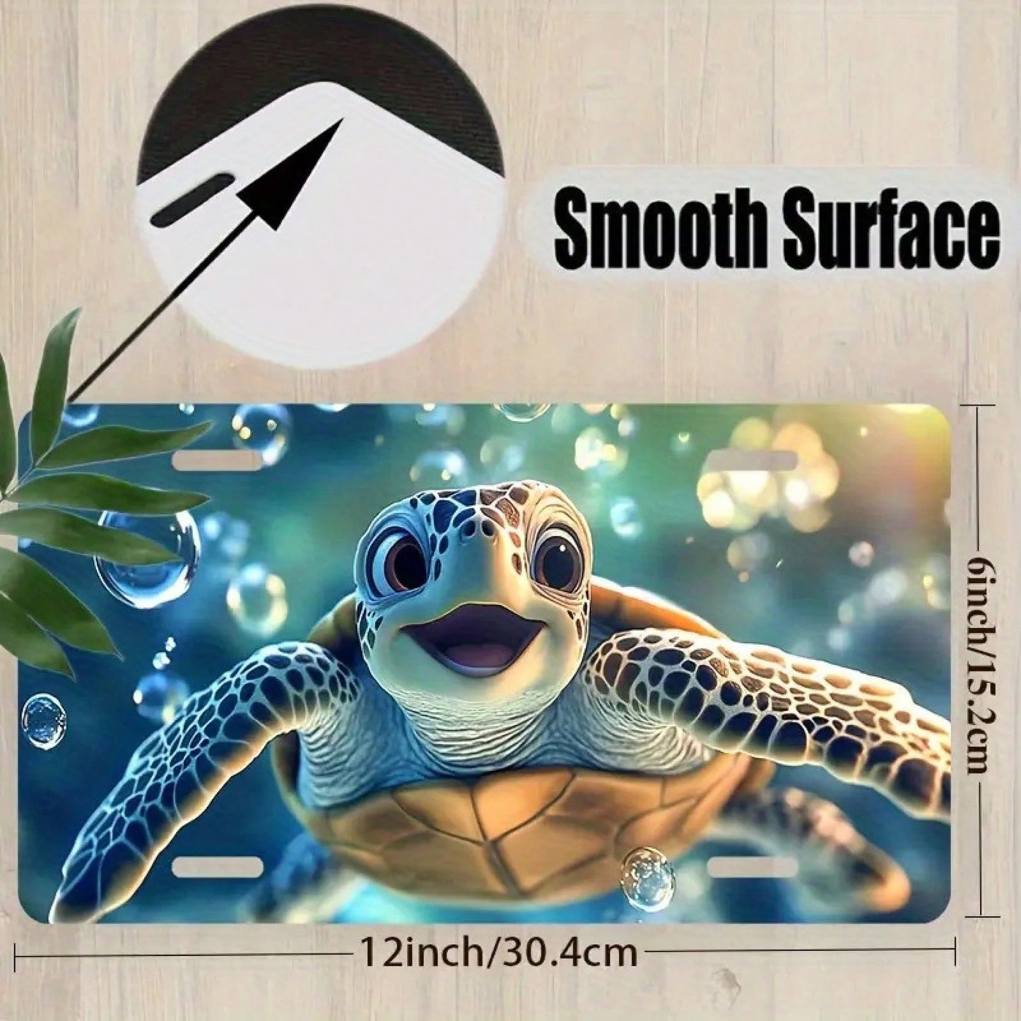 CP License Plate Frame And Decorative Happy Turtle Pattern, Waterproof Aluminum Front License Plate Cover And Frame, Suitable For Men And Women, Size 12inch X 6inch