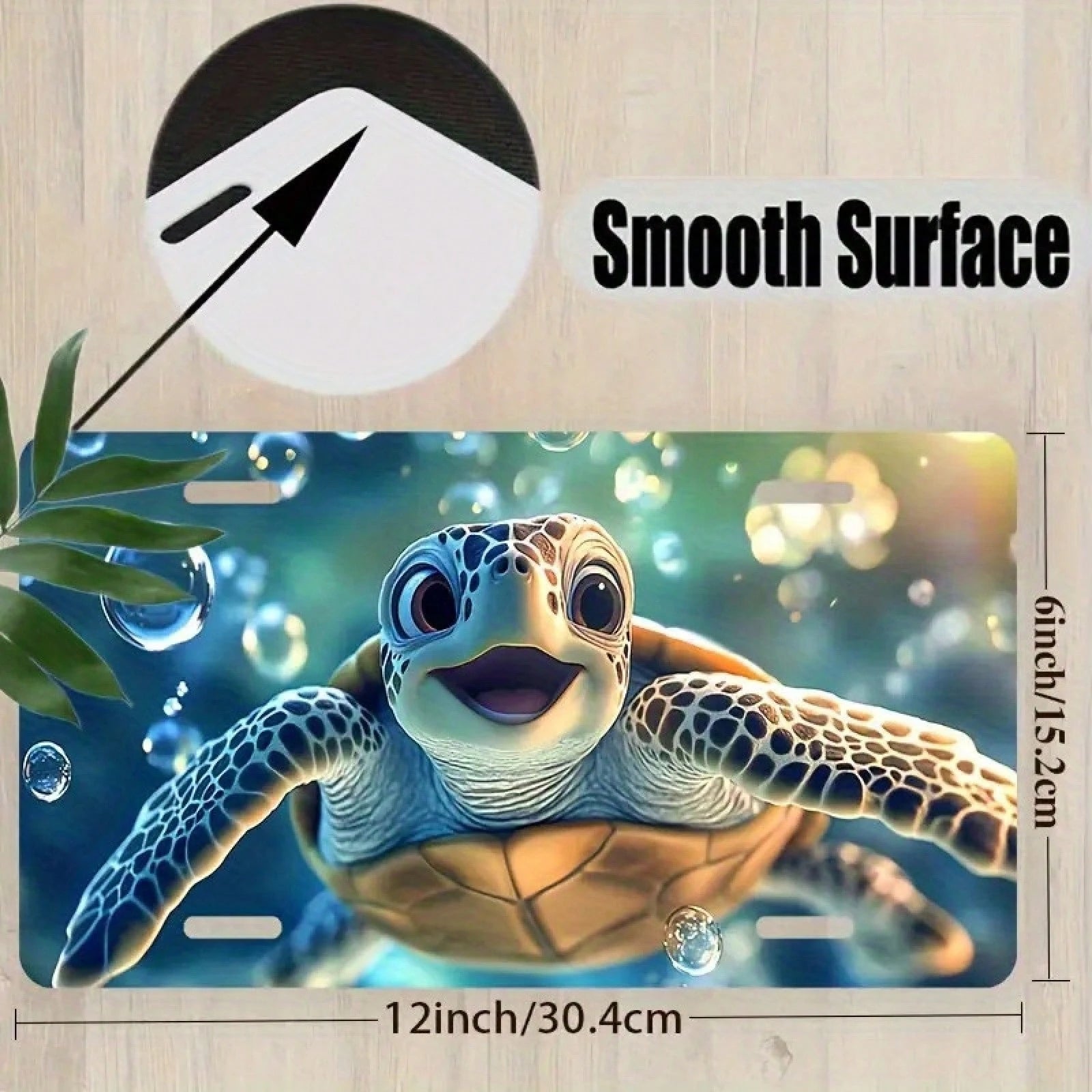 CP License Plate Frame And Decorative Happy Turtle Pattern, Waterproof Aluminum Front License Plate Cover And Frame, Suitable For Men And Women, Size 12inch X 6inch