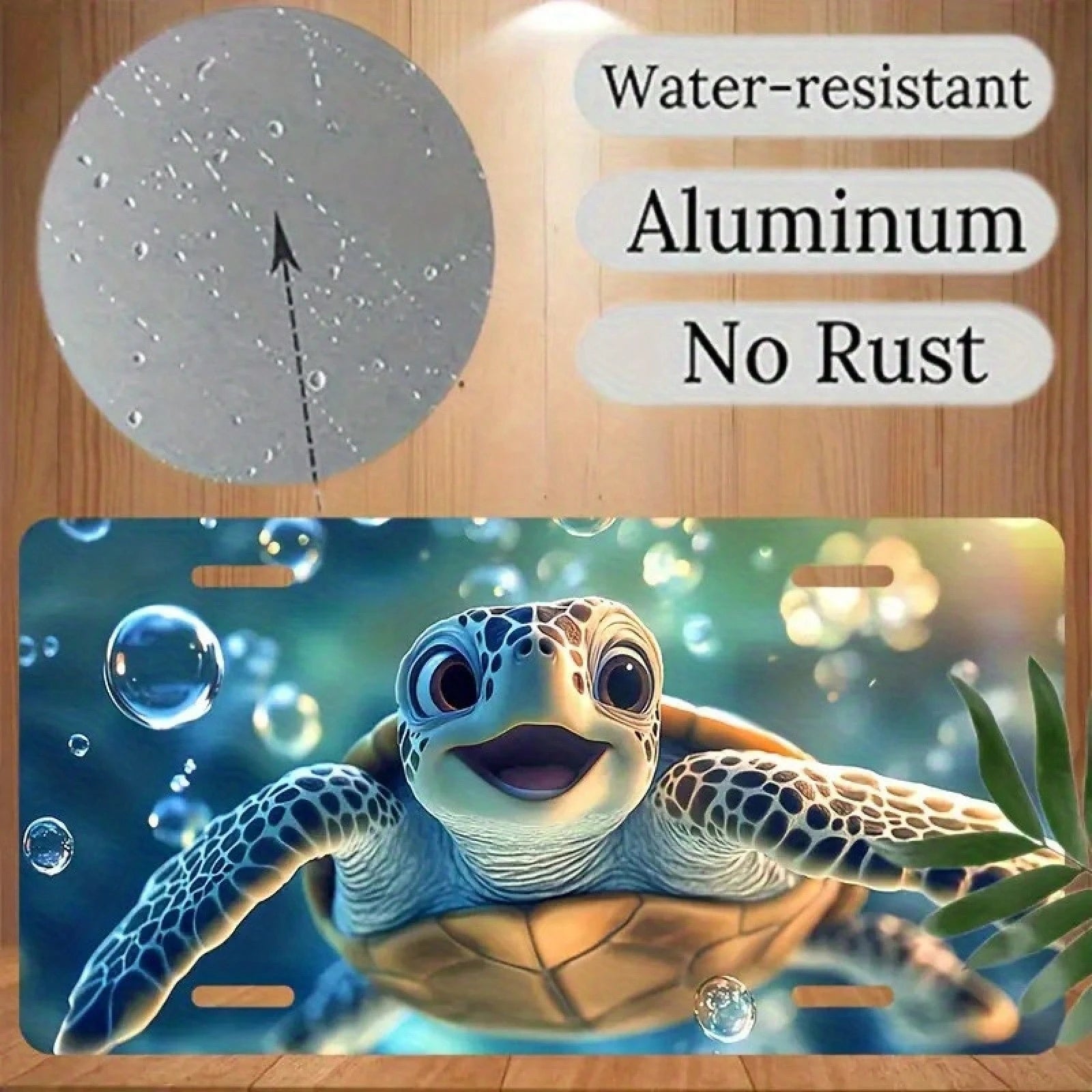 CP License Plate Frame And Decorative Happy Turtle Pattern, Waterproof Aluminum Front License Plate Cover And Frame, Suitable For Men And Women, Size 12inch X 6inch