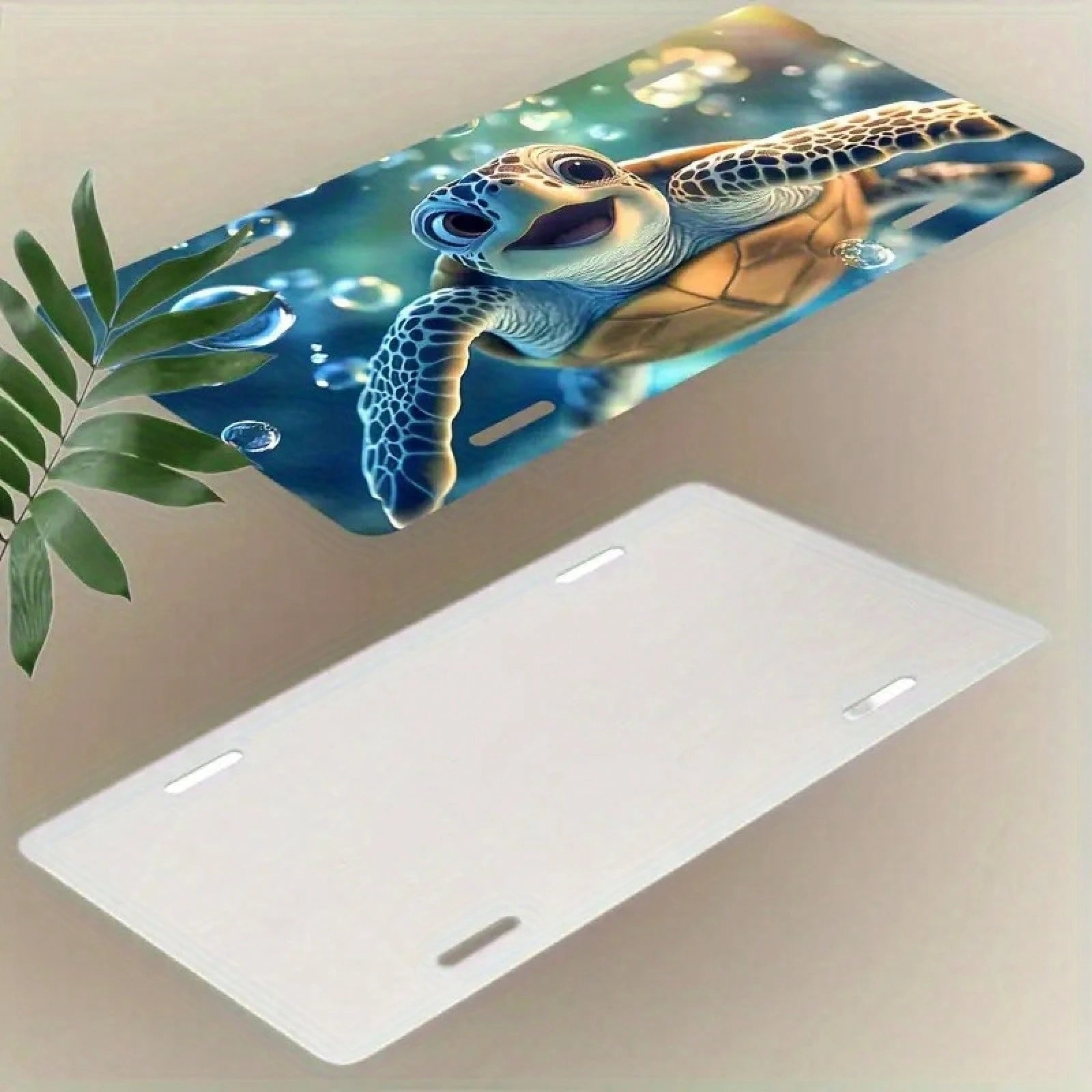 CP License Plate Frame And Decorative Happy Turtle Pattern, Waterproof Aluminum Front License Plate Cover And Frame, Suitable For Men And Women, Size 12inch X 6inch