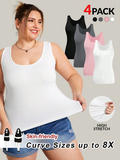 CURVE+ CURVE PLUS/Valentine's Day/Plus Size Women Multi-Pack All-Match Camisole Tops, Versatile