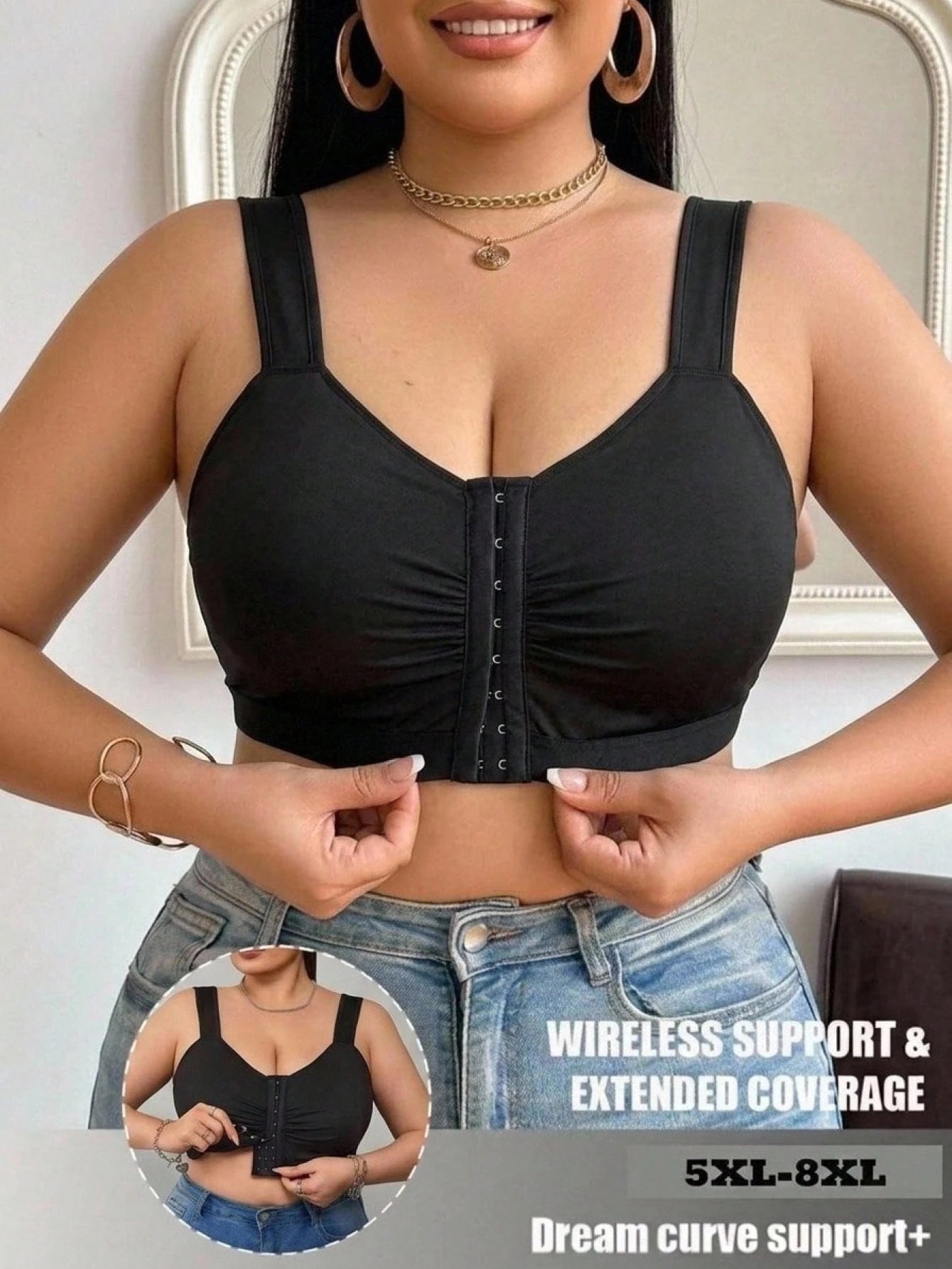 CURVE+ Plus Size Women's Casual Daily Commuting Office Bussines Pleated Chest Circumference 3-Button Cut Loose Vest Black Summer