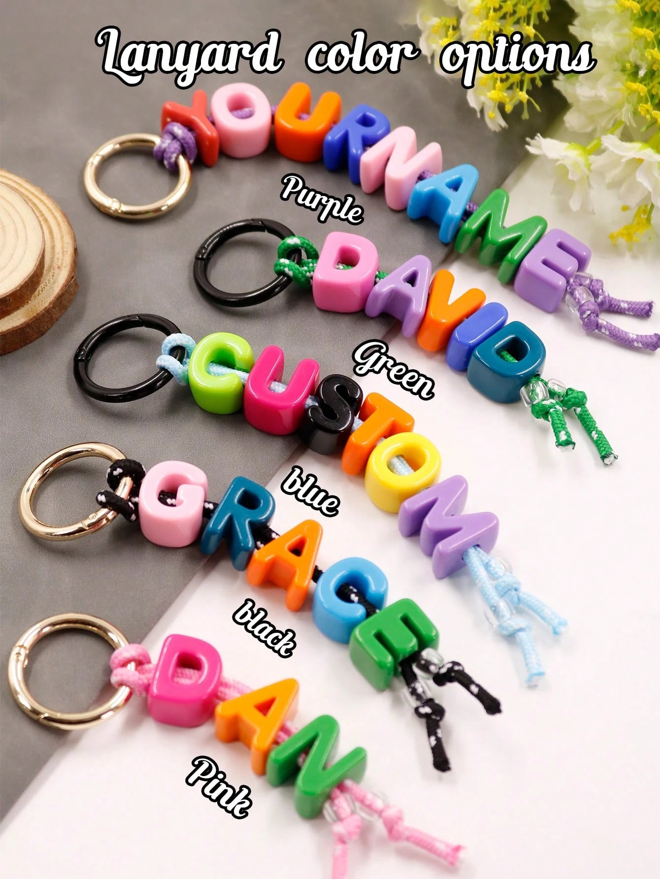 Custom Beaded Letter Keychain, Personalized Bag Charm, Customized Acrylic Keyring, Customizable Initial Keychain, Birthday, Christmas Gift