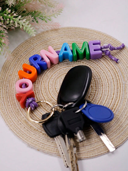 Custom Beaded Letter Keychain, Personalized Bag Charm, Customized Acrylic Keyring, Customizable Initial Keychain, Birthday, Christmas Gift