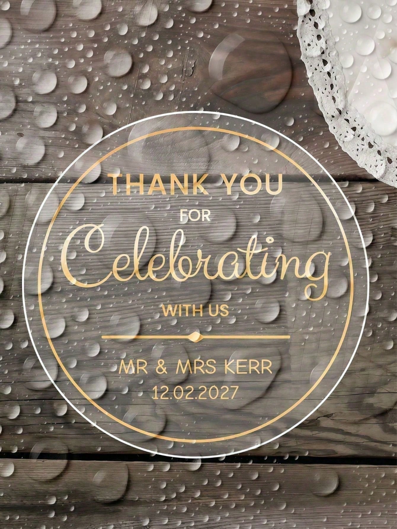 Custom Clear PVC Wedding Favor Stickers, Hot Stamping Process,Personalized Transparent Vinyl Labels With Custom Names, Date, Waterproof Thank You Stickers For Bride Groom, Wedding Planner, Engagement