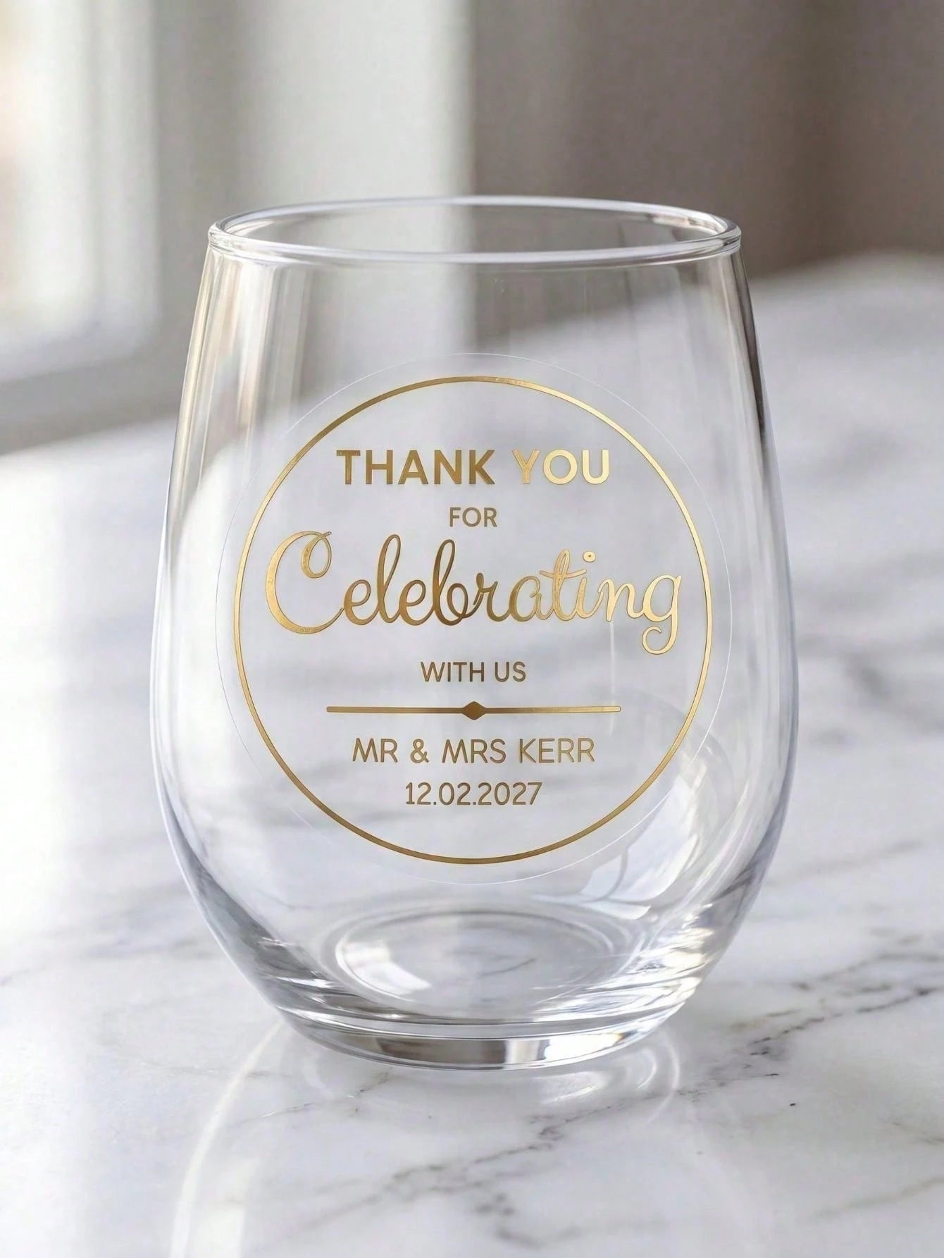 Custom Clear PVC Wedding Favor Stickers, Hot Stamping Process,Personalized Transparent Vinyl Labels With Custom Names, Date, Waterproof Thank You Stickers For Bride Groom, Wedding Planner, Engagement