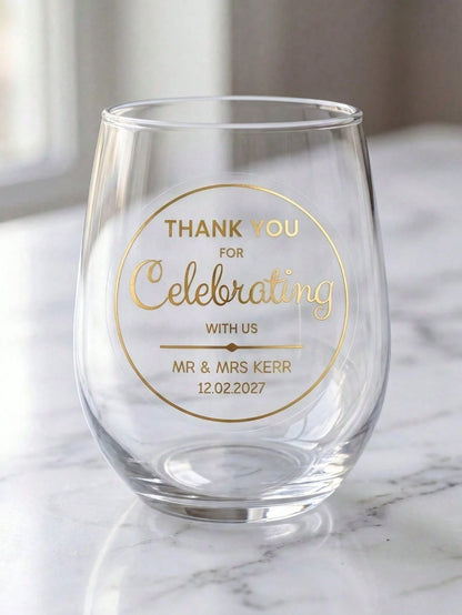 Custom Clear PVC Wedding Favor Stickers, Hot Stamping Process,Personalized Transparent Vinyl Labels With Custom Names, Date, Waterproof Thank You Stickers For Bride Groom, Wedding Planner, Engagement