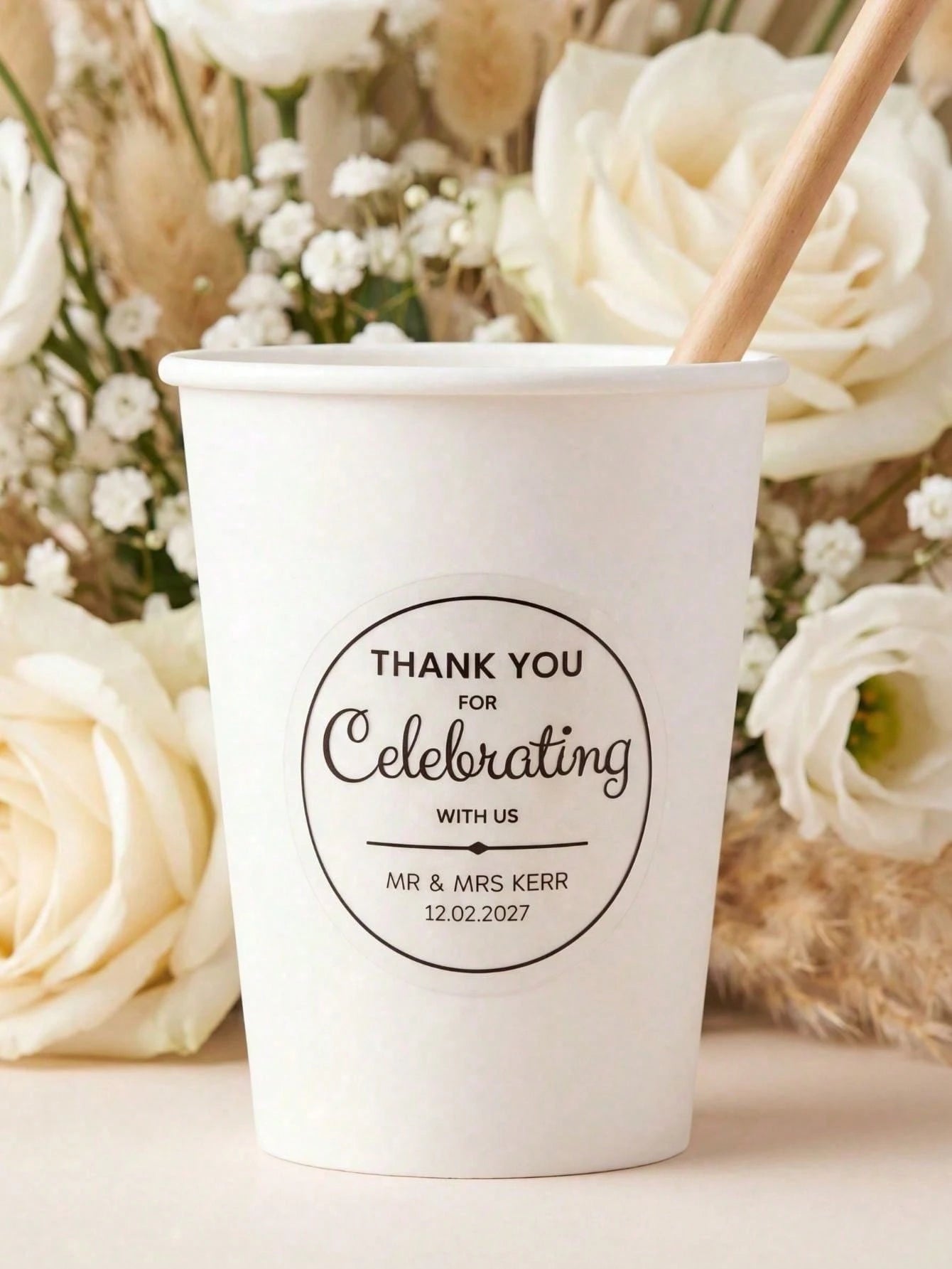Custom Clear PVC Wedding Favor Stickers, Hot Stamping Process,Personalized Transparent Vinyl Labels With Custom Names, Date, Waterproof Thank You Stickers For Bride Groom, Wedding Planner, Engagement