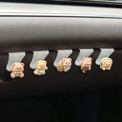 Cute Bear Car Hook, Passenger Glove Box Front Row Storage Organizer, Seat Hook, Car Interior Decor