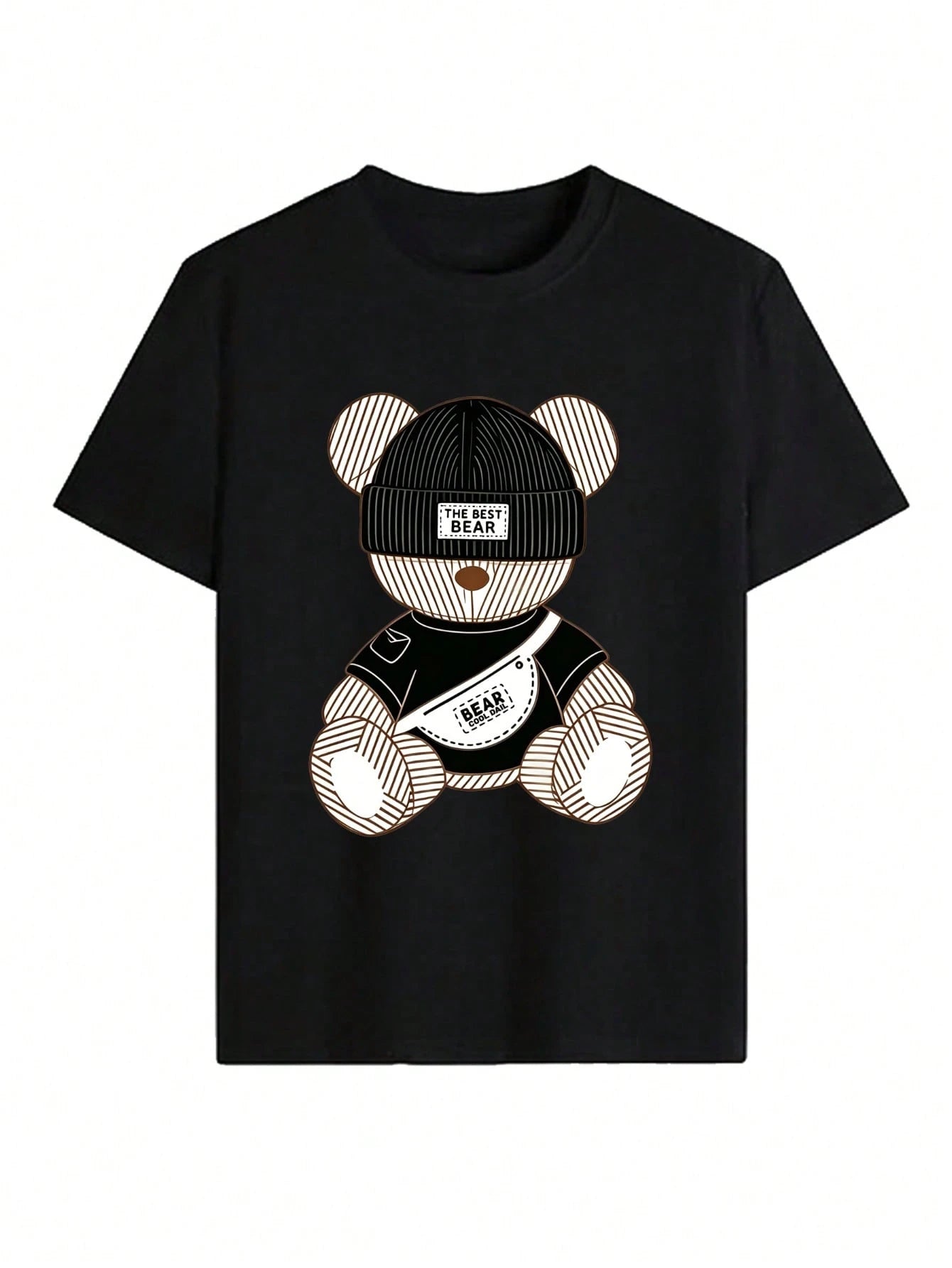 Cute Bear Graphic Tee, Kawaii Cartoon Print T-Shirt, Casual Streetwear Aesthetic Short Sleeve, Y2K Everyday Top Pink Summer
