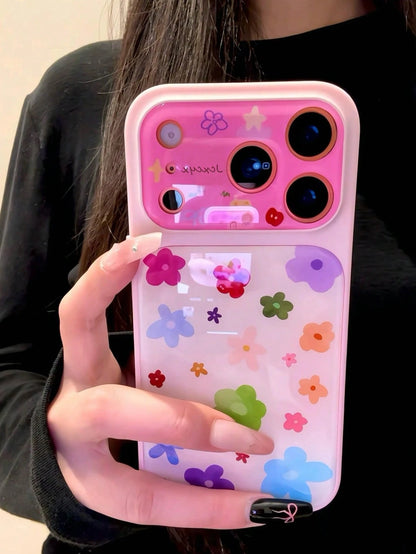 Cute Colorful Dopamine Flower Star Bow Phone Case, Instantly Transform Into 17 Series, Compatible With IPhone 17 Pro Max, 16, 15, 14 Pro Max, Artistic Large Window Shock-Proof Protective Cover