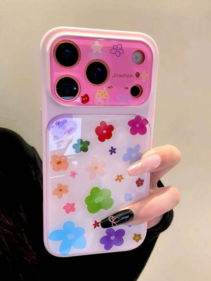 Cute Colorful Dopamine Flower Star Bow Phone Case, Instantly Transform Into 17 Series, Compatible With IPhone 17 Pro Max, 16, 15, 14 Pro Max, Artistic Large Window Shock-Proof Protective Cover