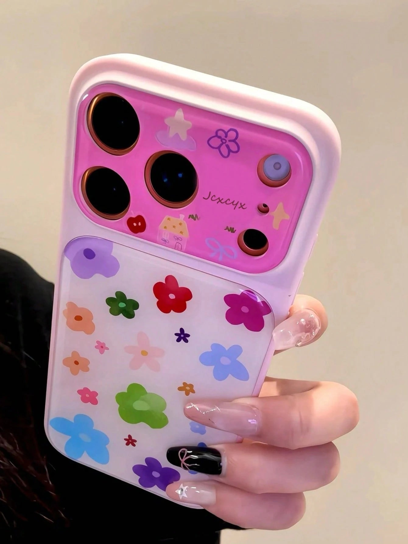 Cute Colorful Dopamine Flower Star Bow Phone Case, Instantly Transform Into 17 Series, Compatible With IPhone 17 Pro Max, 16, 15, 14 Pro Max, Artistic Large Window Shock-Proof Protective Cover
