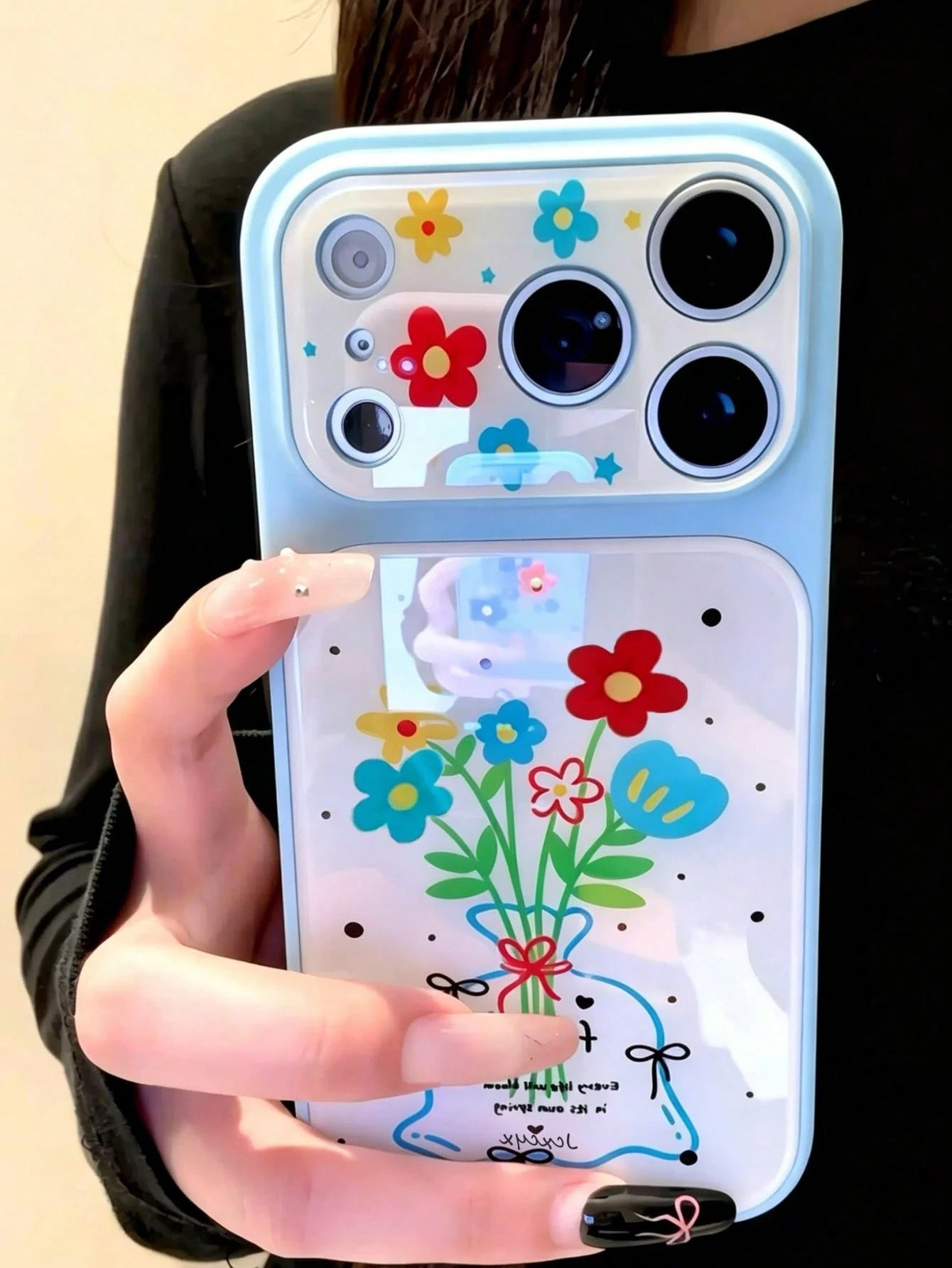 Cute Colorful Dopamine Flower Star Bow Phone Case, Instantly Transform Into 17 Series, Compatible With IPhone 17 Pro Max, 16, 15, 14 Pro Max, Artistic Large Window Shock-Proof Protective Cover