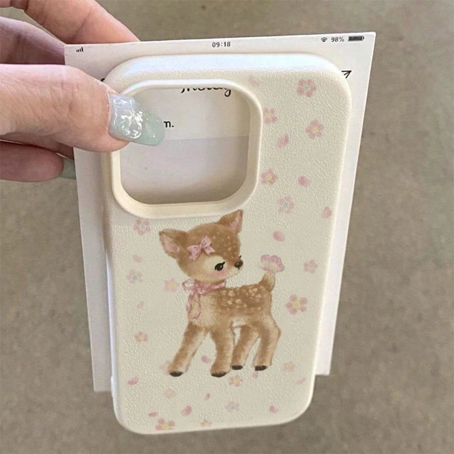 Cute Elk Design TPU Fashion 1pc Elk Fashion TPU Material Cute Deer & Floral Pattern Phone Case Compatible With IPhone 17 Pro Max/17/16 Pro Max/15/13/12/11, S20 FE/A15/S24/A55, Compatible With Redmi No
