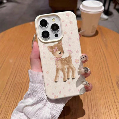 Cute Elk Design TPU Fashion 1pc Elk Fashion TPU Material Cute Deer & Floral Pattern Phone Case Compatible With IPhone 17 Pro Max/17/16 Pro Max/15/13/12/11, S20 FE/A15/S24/A55, Compatible With Redmi No