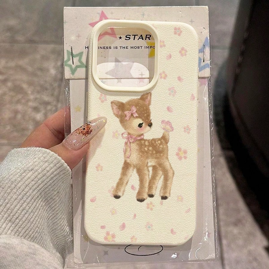 Cute Elk Design TPU Fashion 1pc Elk Fashion TPU Material Cute Deer & Floral Pattern Phone Case Compatible With IPhone 17 Pro Max/17/16 Pro Max/15/13/12/11, S20 FE/A15/S24/A55, Compatible With Redmi No