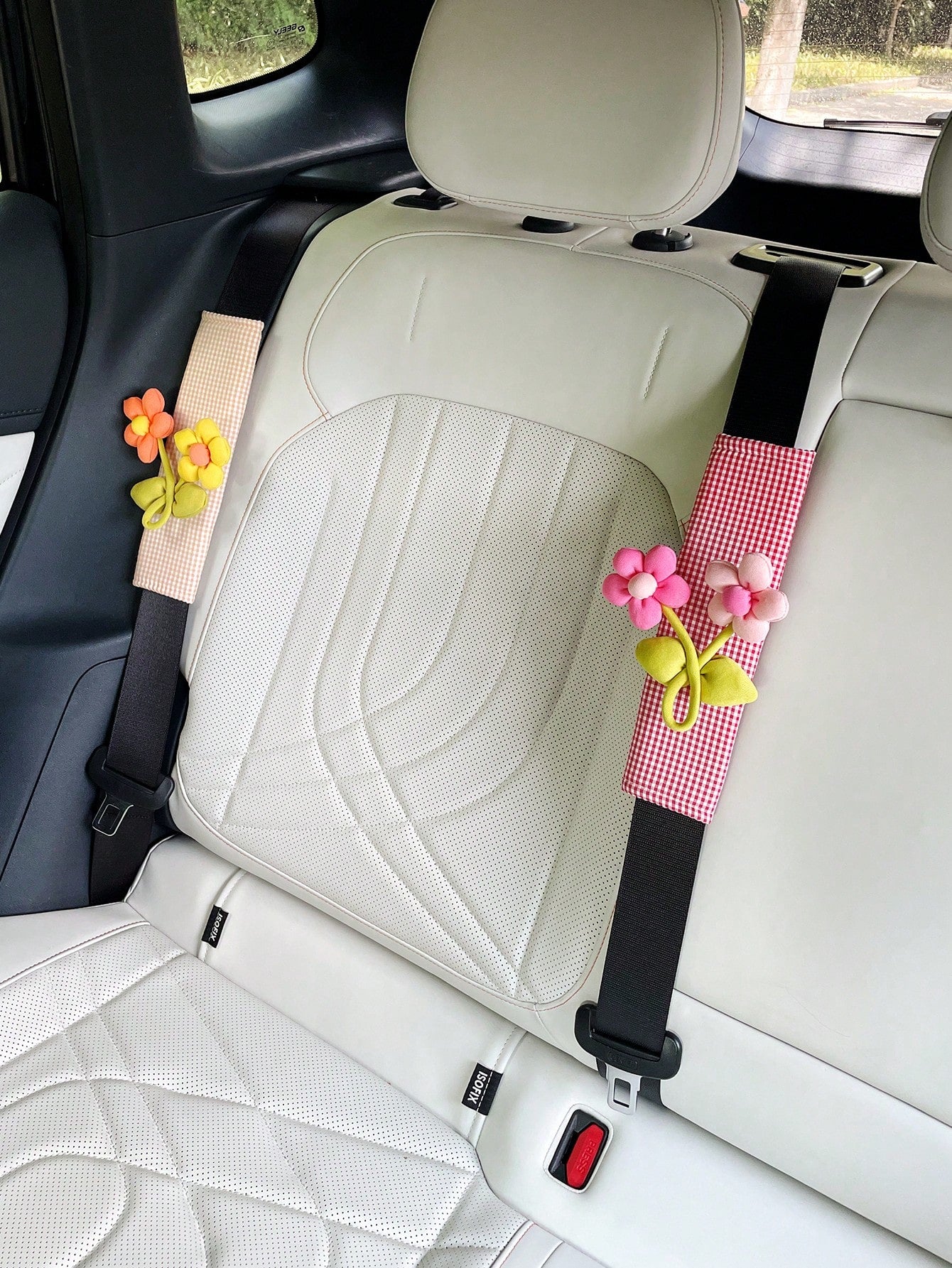 Cute Floral Car Seat Belt Shoulder Pad, Fashionable Car Interior Decoration, Anti-Friction Clothing Protection, Anti-Choke Neck Guard