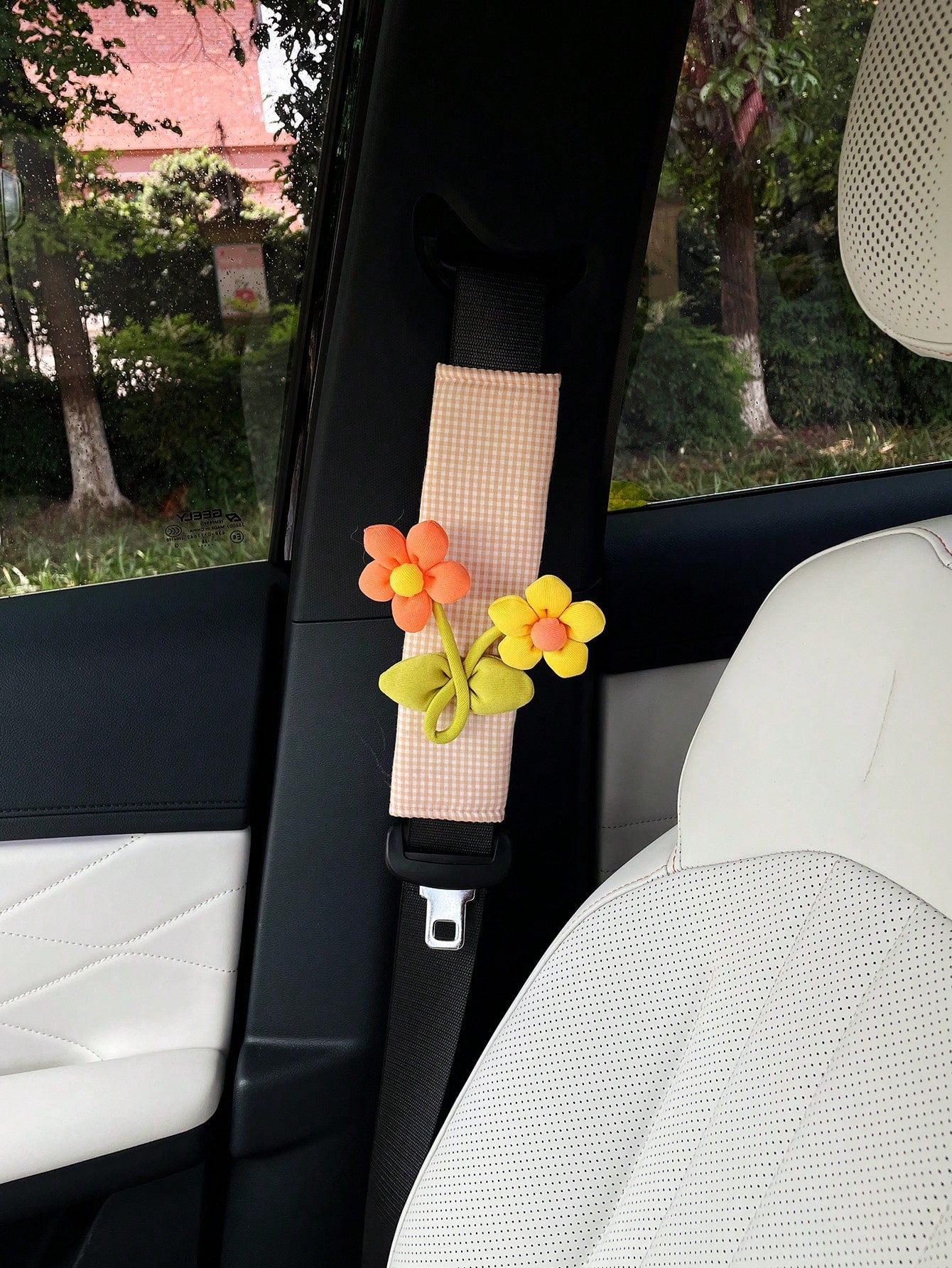 Cute Floral Car Seat Belt Shoulder Pad, Fashionable Car Interior Decoration, Anti-Friction Clothing Protection, Anti-Choke Neck Guard