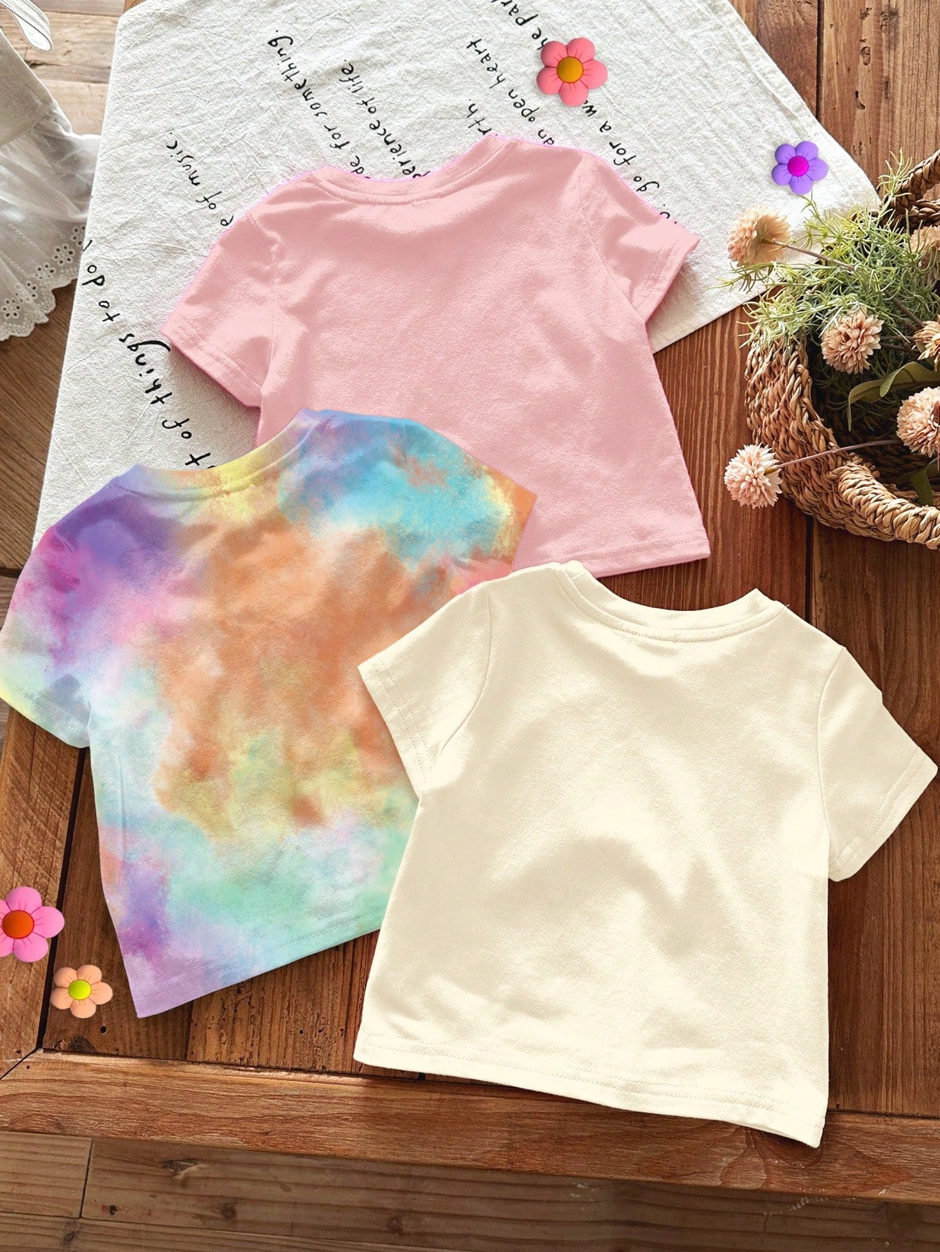 Cute Hand-Drawn Pastoral Colorful Pumpkin Floral Illustration Print, Baby Girl Casual Minimalist Round Neck Short Sleeve T-Shirt Suitable For Autumn, Summerween, Pumpkin Season, Autumn Vibe, Chill Chi
