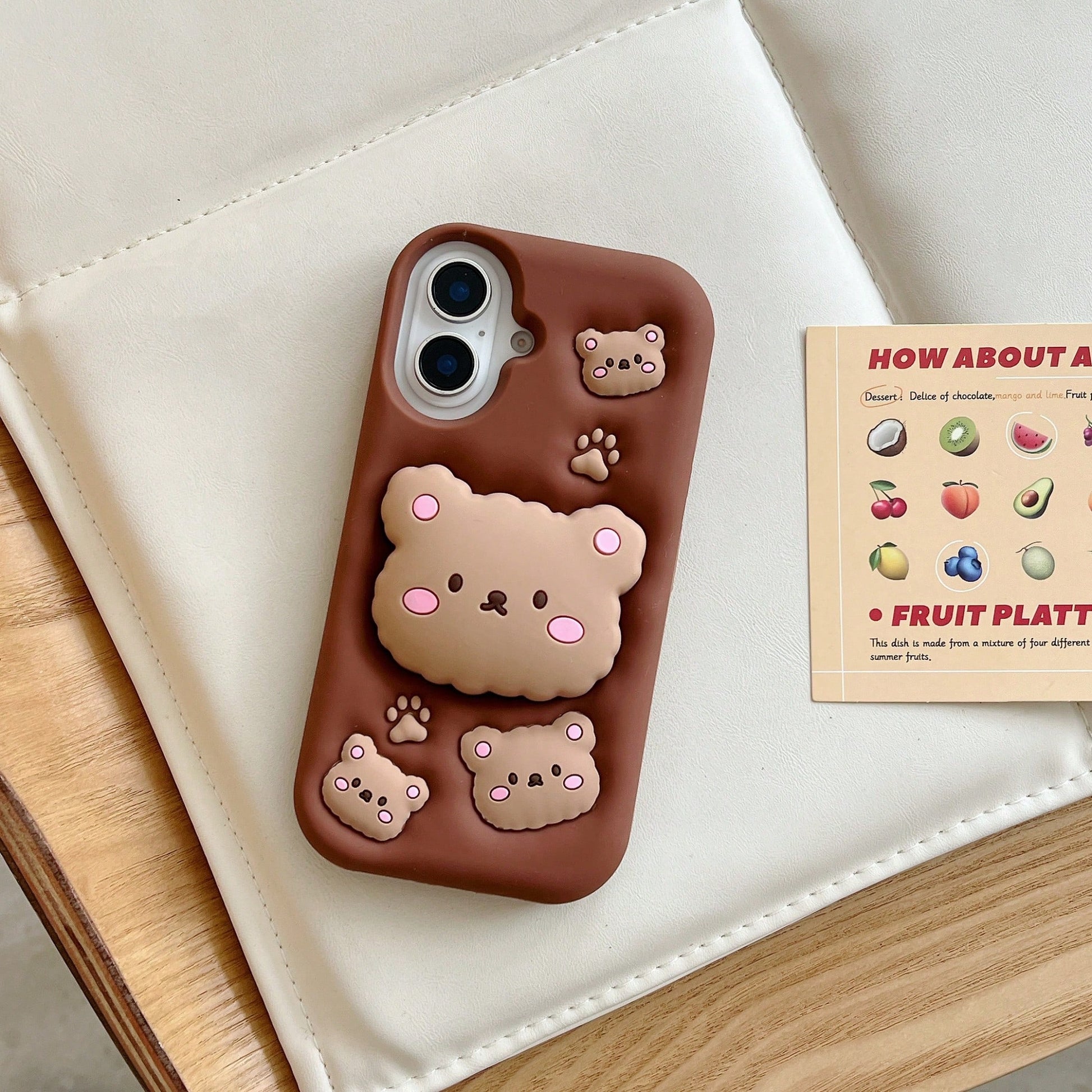 Cute Little Bear Silicone Shockproof Cartoon 3D Brown Bear Phone Case With Retractable Stand, Protective Cover, Sculptural Design, Air Cushion Drop Protection, Compatible With Apple 11 12 13 14 15 16