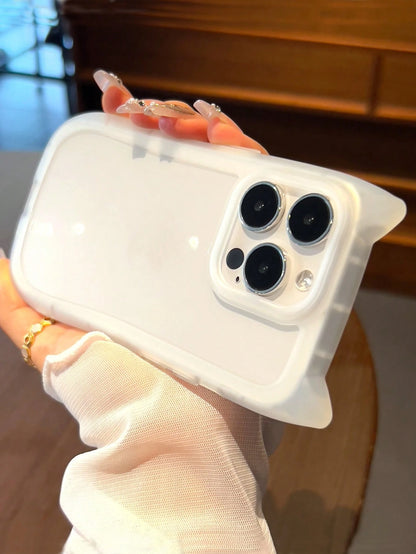 Cute Minimalist Animal Ear Style Novelty Cases Transparent Cat Ear Shaped Phone Case Compatible With IPhone 17 Pro Max/17 Pro/17 Air/17/16 Pro Max/16/16 Pro/16 Plus/15/15 Pro Max/15 Pro/15 Plus/11/12
