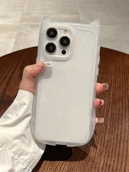 Cute Minimalist Animal Ear Style Novelty Cases Transparent Cat Ear Shaped Phone Case Compatible With IPhone 17 Pro Max/17 Pro/17 Air/17/16 Pro Max/16/16 Pro/16 Plus/15/15 Pro Max/15 Pro/15 Plus/11/12