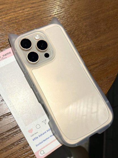 Cute Minimalist Animal Ear Style Novelty Cases Transparent Cat Ear Shaped Phone Case Compatible With IPhone 17 Pro Max/17 Pro/17 Air/17/16 Pro Max/16/16 Pro/16 Plus/15/15 Pro Max/15 Pro/15 Plus/11/12