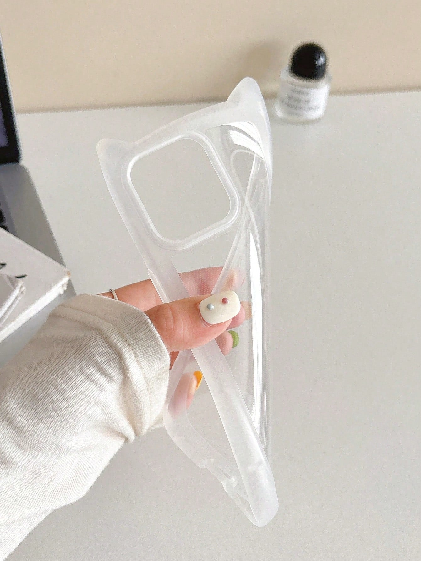 Cute Minimalist Animal Ear Style Novelty Cases Transparent Cat Ear Shaped Phone Case Compatible With IPhone 17 Pro Max/17 Pro/17 Air/17/16 Pro Max/16/16 Pro/16 Plus/15/15 Pro Max/15 Pro/15 Plus/11/12