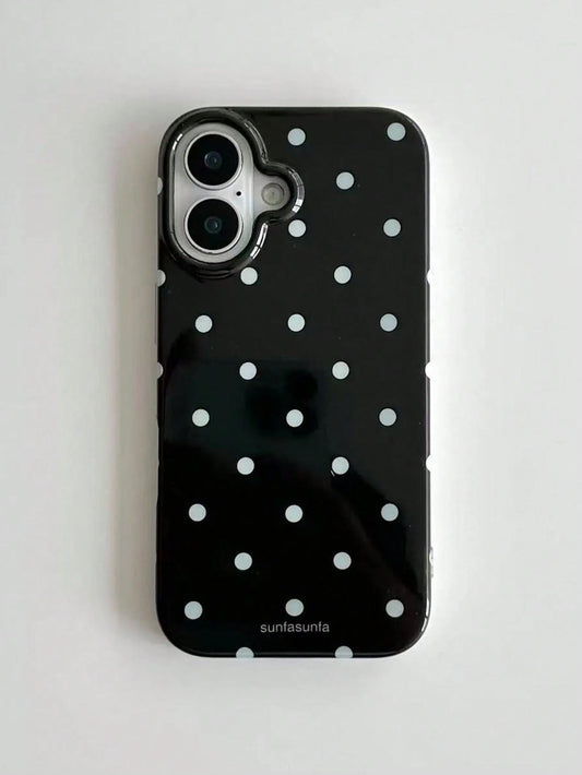 Cute Minimalist Black White Polka Dot Fashion Phone Case Polka Dot Fashionable Phone Case, Minimalist & Cute Design, Black & White Polka Dot Pattern, Compatible With IPhone 11 To 17 Series Including P
