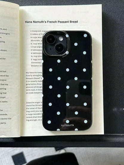 Cute Minimalist Black White Polka Dot Fashion Phone Case Polka Dot Fashionable Phone Case, Minimalist & Cute Design, Black & White Polka Dot Pattern, Compatible With IPhone 11 To 17 Series Including P