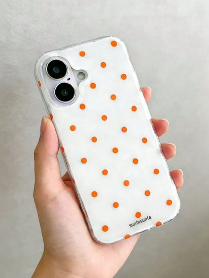 Cute Minimalist Black White Polka Dot Fashion Phone Case Polka Dot Fashionable Phone Case, Minimalist & Cute Design, Black & White Polka Dot Pattern, Compatible With IPhone 11 To 17 Series Including P