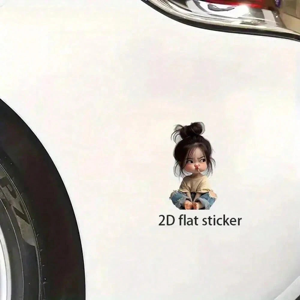 Cute Mischievous Girl Delicate Car Sticker, High-Quality Waterproof And Durable Sticker Suitable For Motorcycles, Trucks, Laptops, Etc. Smooth And Scratch-Resistant, Adding Charming Appeal! Applicable